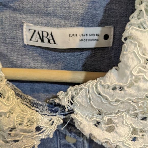 Zara | the Nikki denim shirt with lace collar - Picture 5 of 8